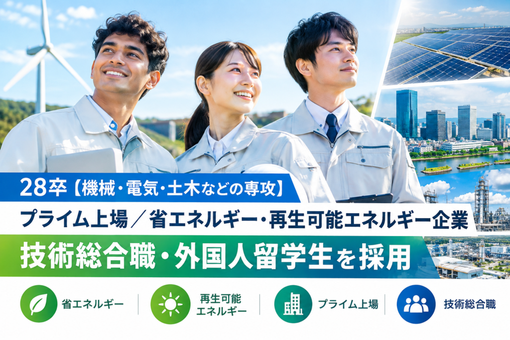 28卒【 機械・電気・土木などの専攻】脱炭素・GX分野/持続可能な未来を創るエネルギーエンジニアリング企業!世界の環境課題に挑む外国人留学生を採用