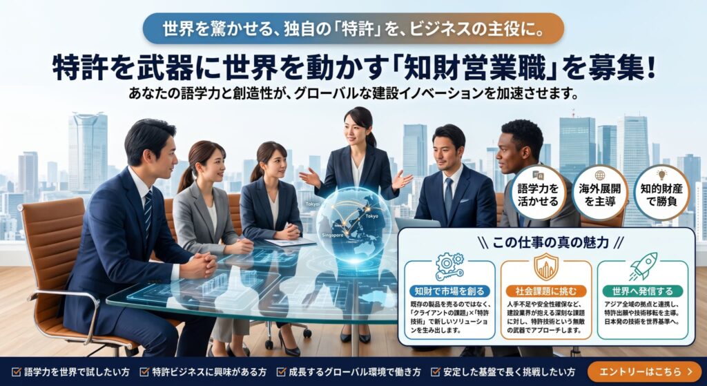 【27年新卒】自社の特許工法を武器に日本と世界を技術でつなぐソリューション営業/外国人留学生採用