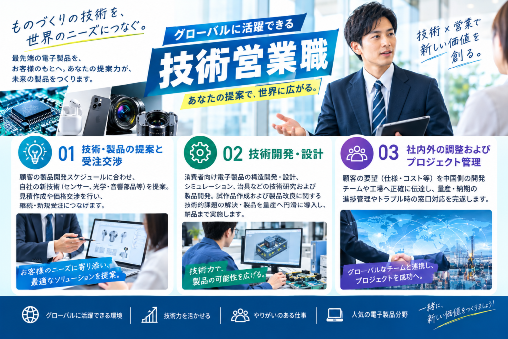 【27卒・理系】外国人採用！世界トップクラスの智能装置メーカーで技術営業職